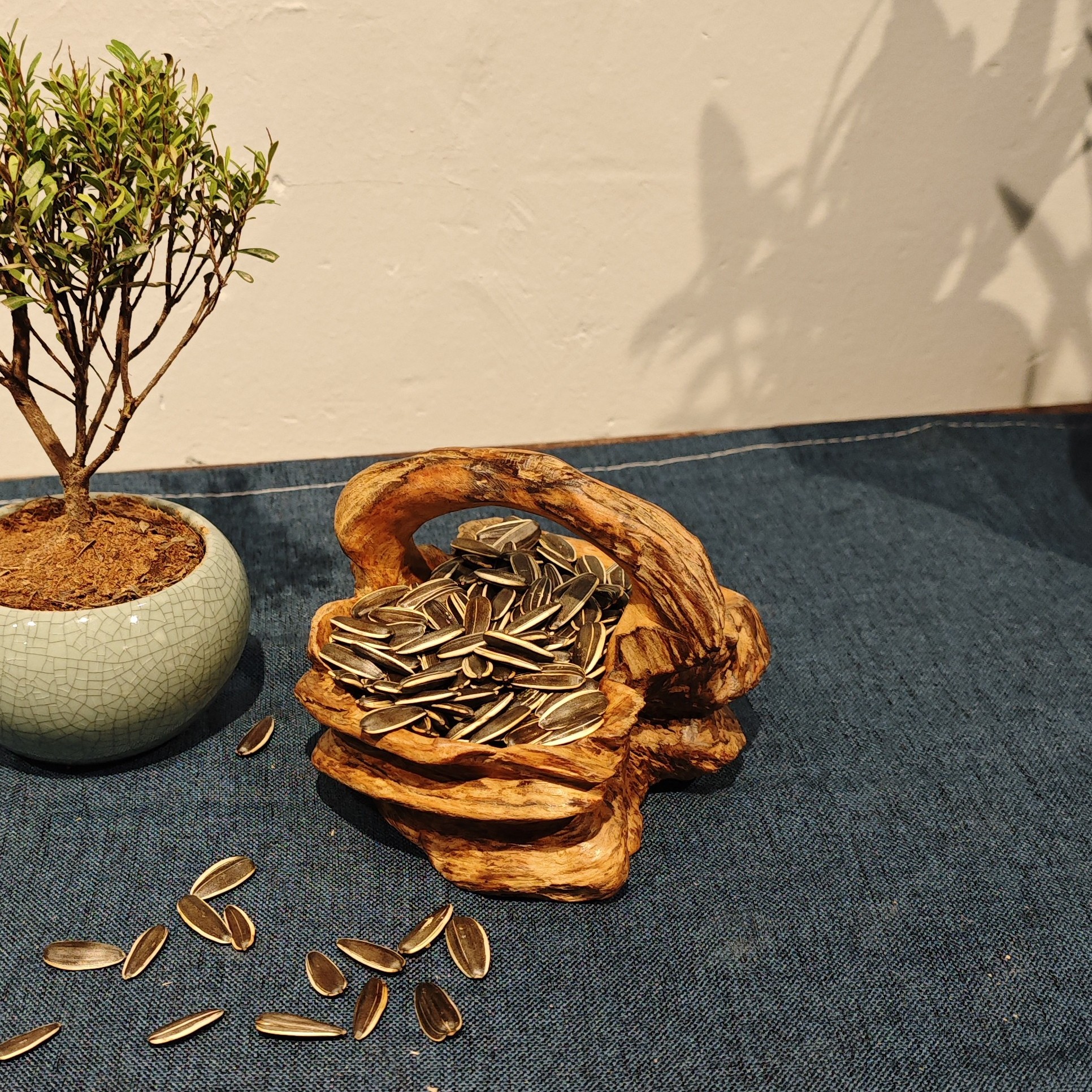 松香木纯手工篮子自然纹理琥珀色花斑纹随型收纳篮桌面篮子桌摆件