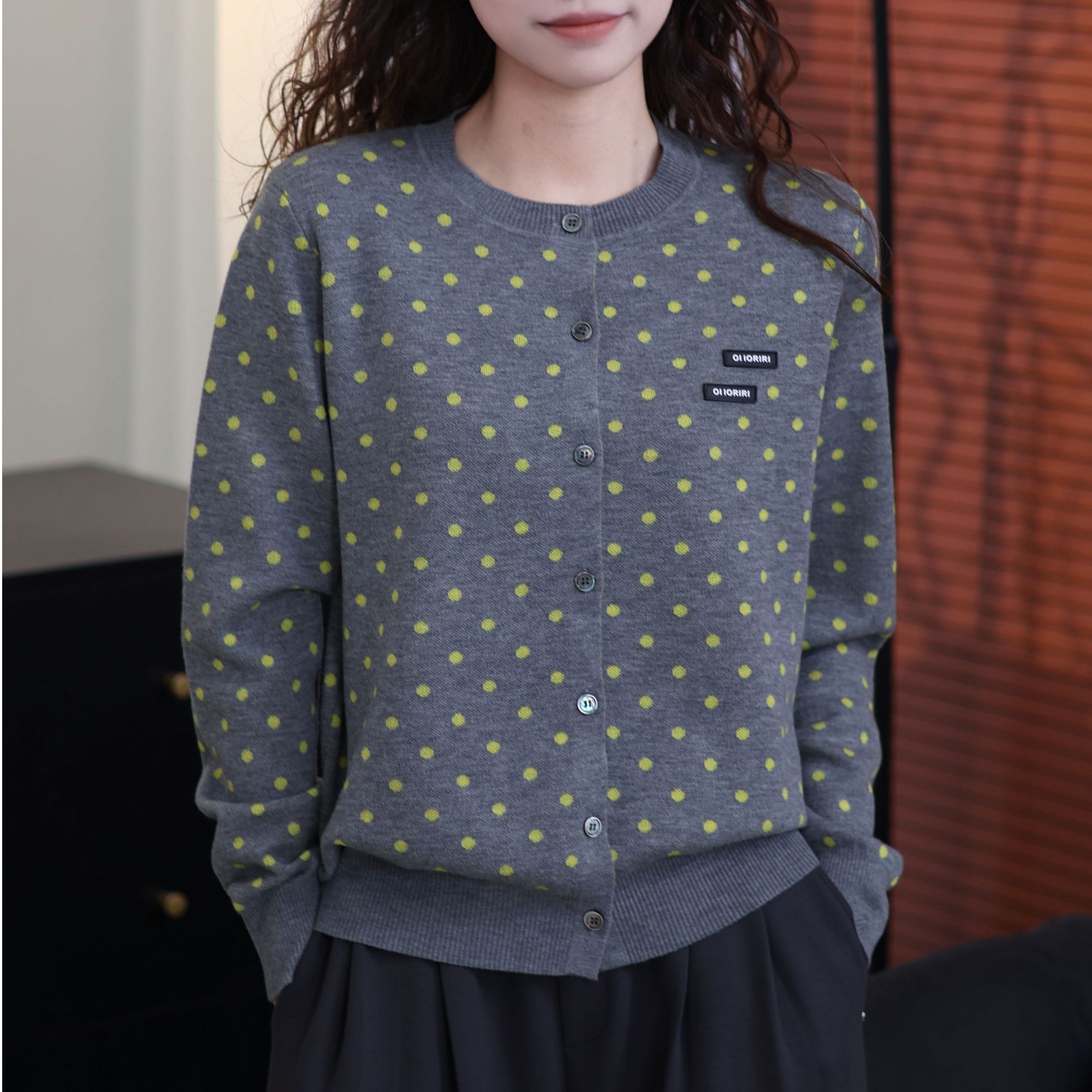 YIANYAN【波点】女士绵羊毛桑蚕丝春季薄款上衣