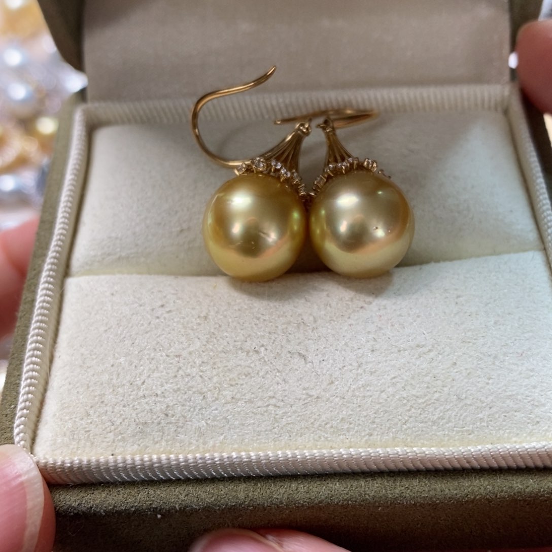海水珍珠耳饰14K金镶嵌