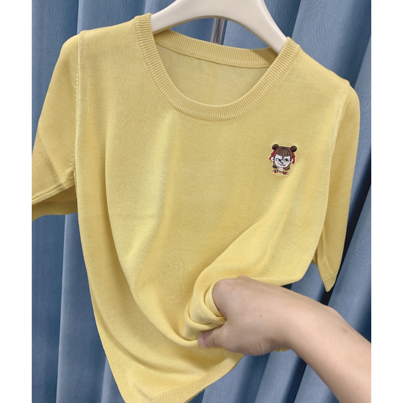 品质/天丝麻/冰凉透气/重工刺绣哪吒/针织短袖A196