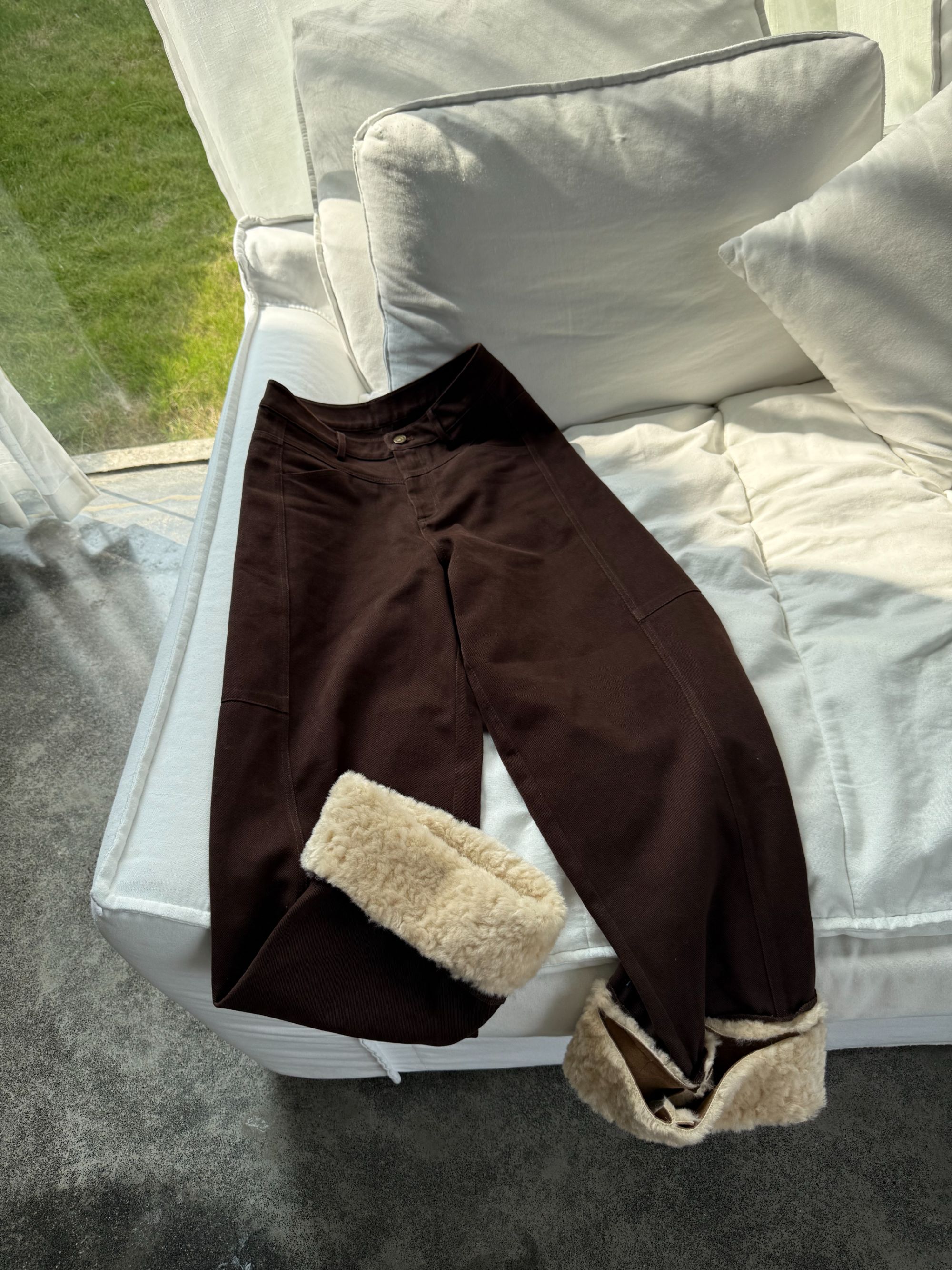 舟舟【毛毛卷边裤】休闲美拉德直筒休闲轻职风设计感复古美式