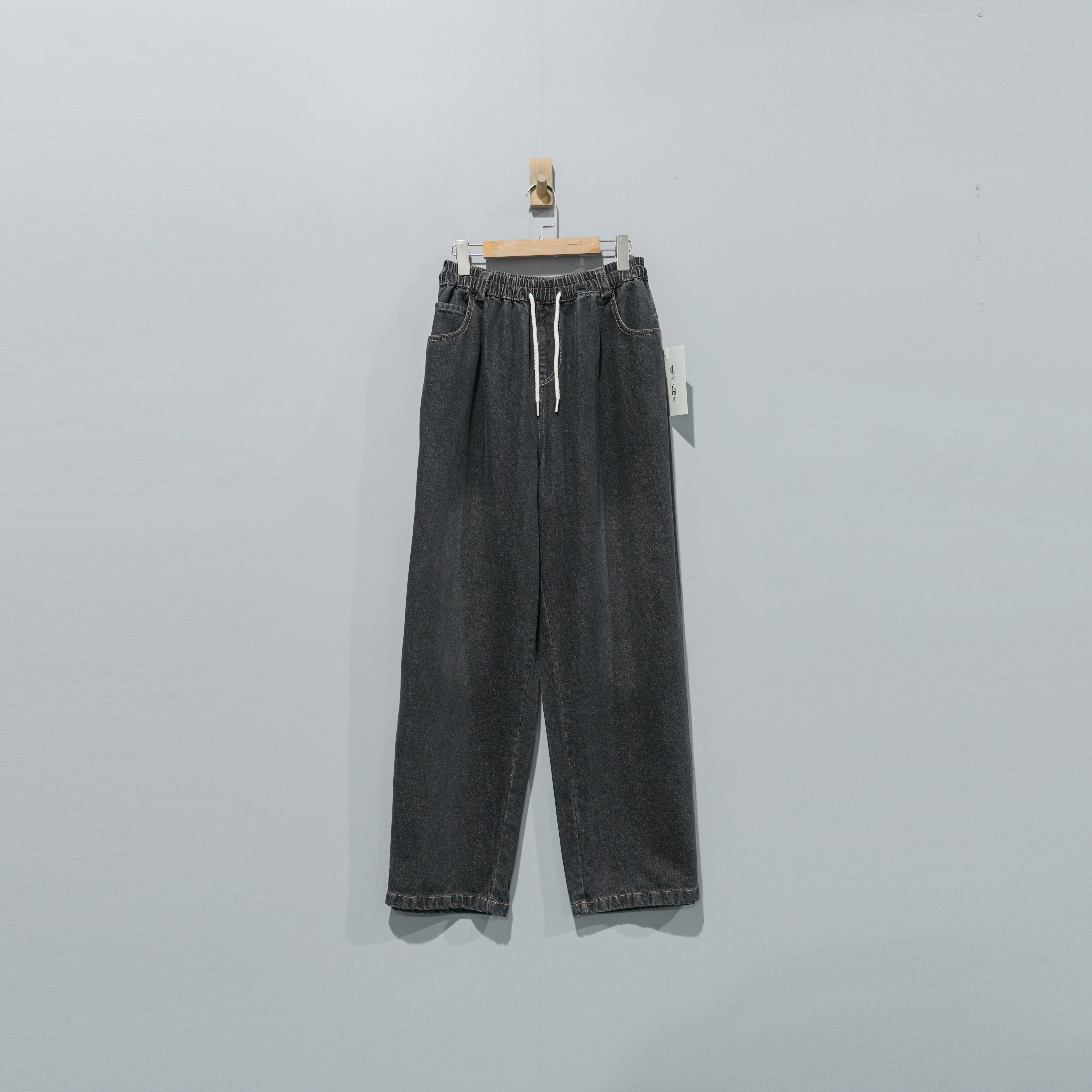 【且听风吟】0213935文艺棉松紧腰抽绳休闲牛仔裤 裤长110臀围142