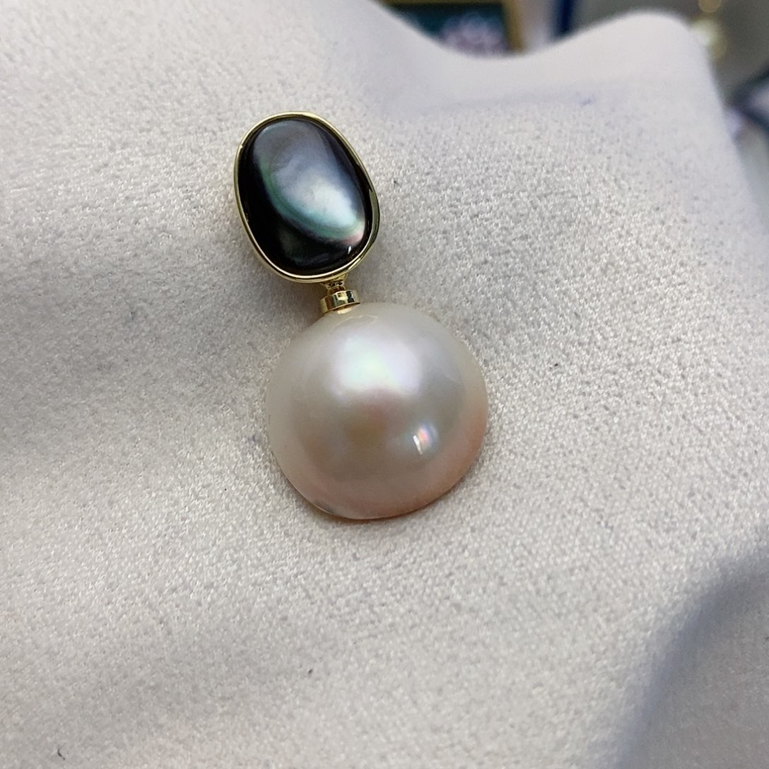 【闪购商品】拼合珍珠（马贝珠）颈饰银S925镶嵌29