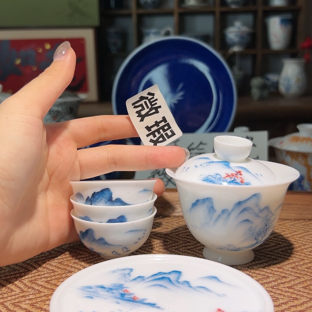 【闪购商品】微瑕 手绘 盖碗 