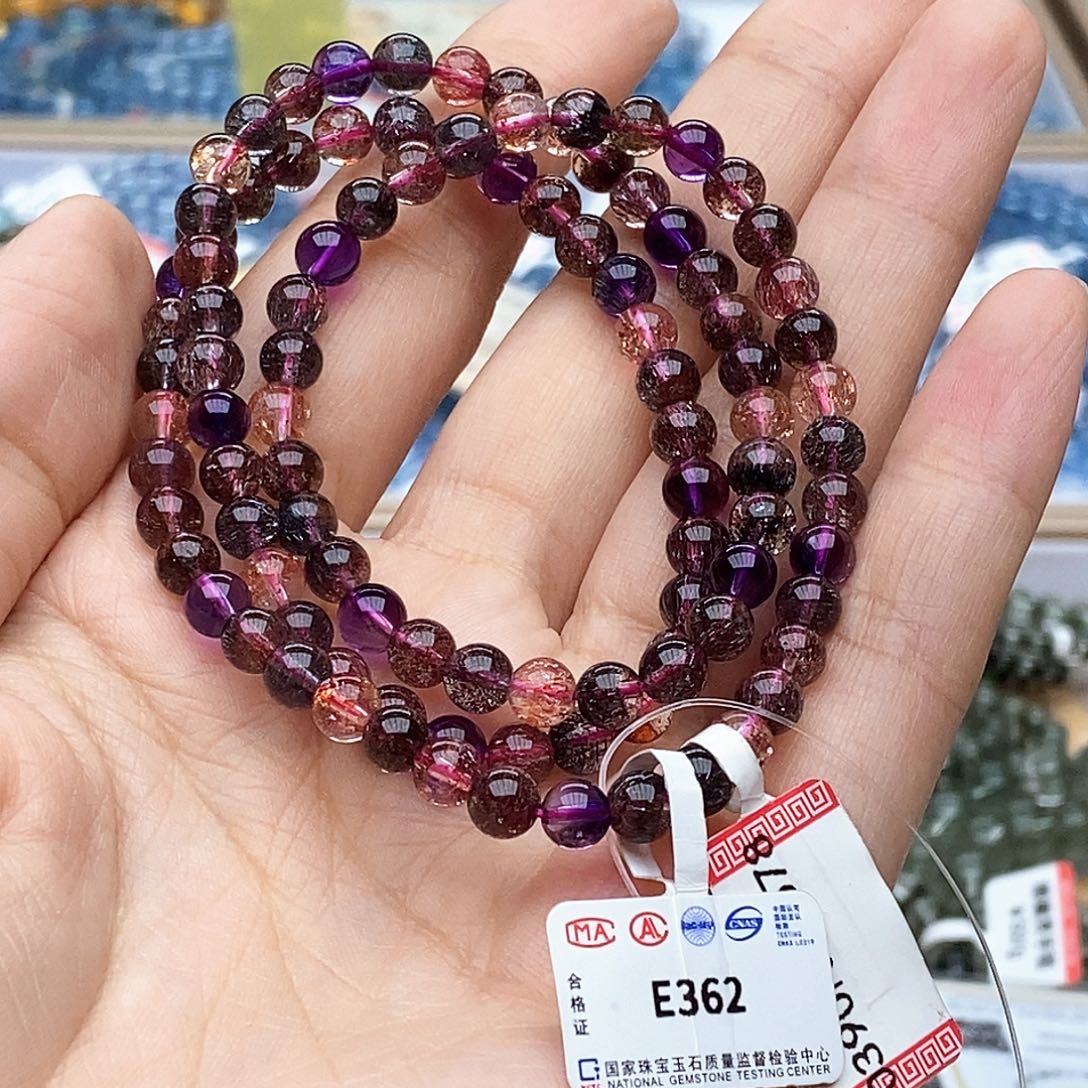 水晶手链未镶嵌E362黑加仑超七三圈