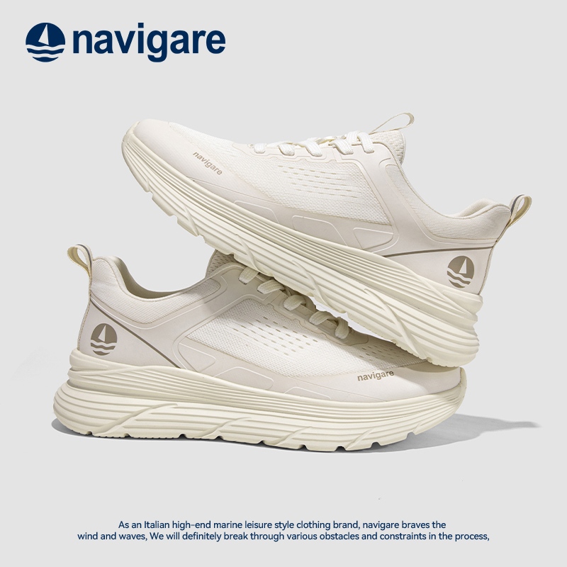 Navigare意大利小帆船男鞋2024新款春秋透气厚底网面鞋男士休闲鞋