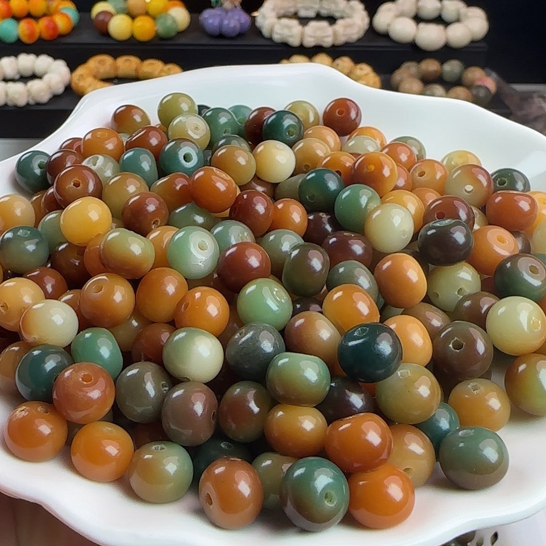 菩提根/象牙果手串微瑕疵卡10唐三彩苹果100颗➕50颗