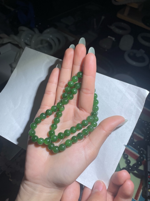 和田玉碧玉美人链高品卡8mm