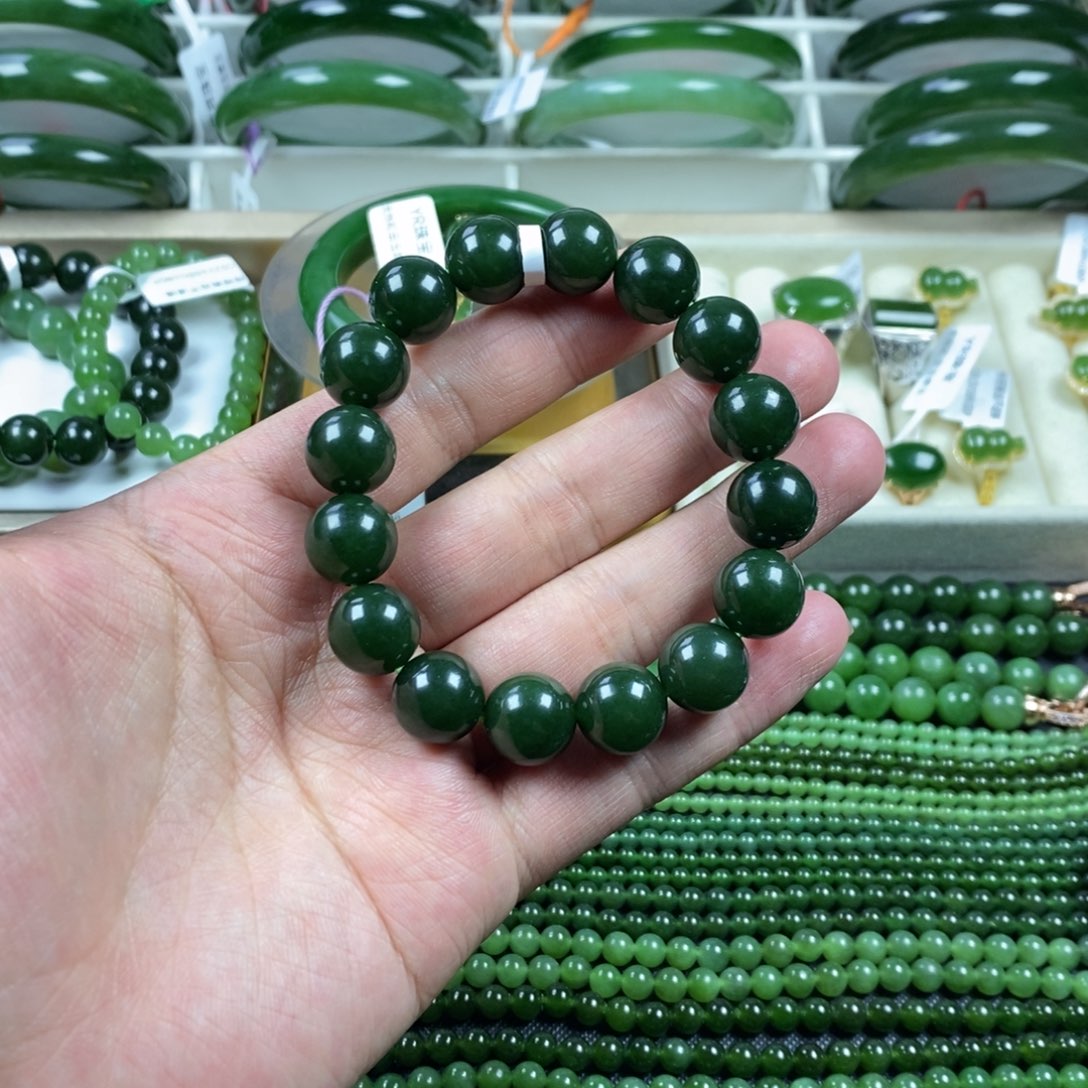 和田玉（碧玉）手串未镶嵌卡13