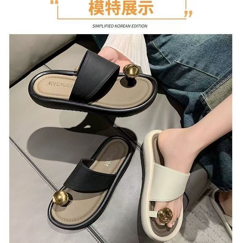女鞋百搭法式时尚平底夏季套指半拖c31