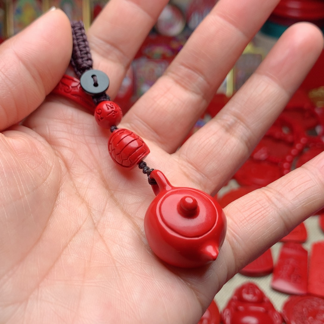 天然辰砂工艺品朱砂钥匙扣包包挂