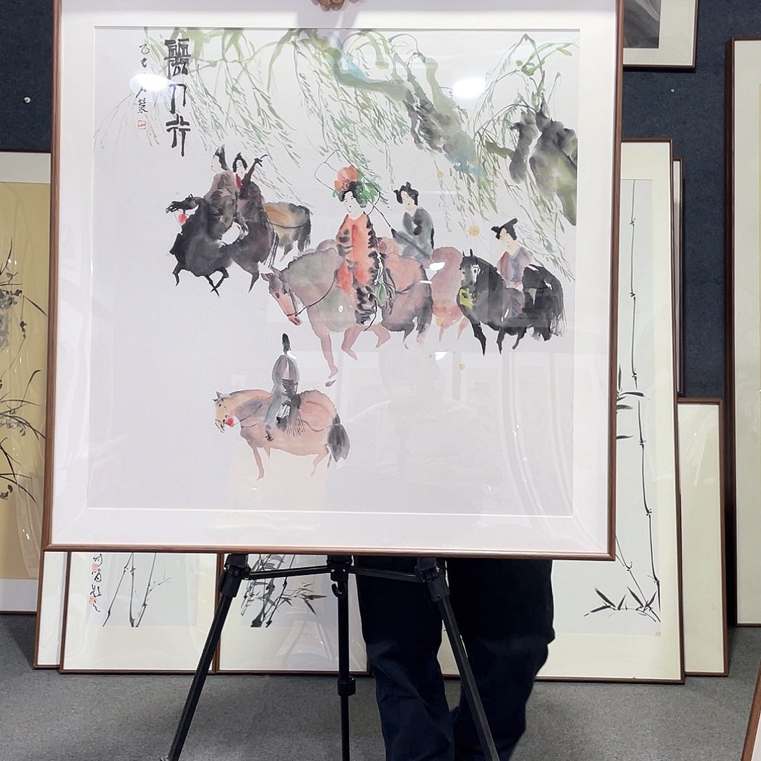 国画手绘画作品带框