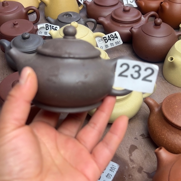 紫砂茶壶天青半手工200cc大瑕疵
