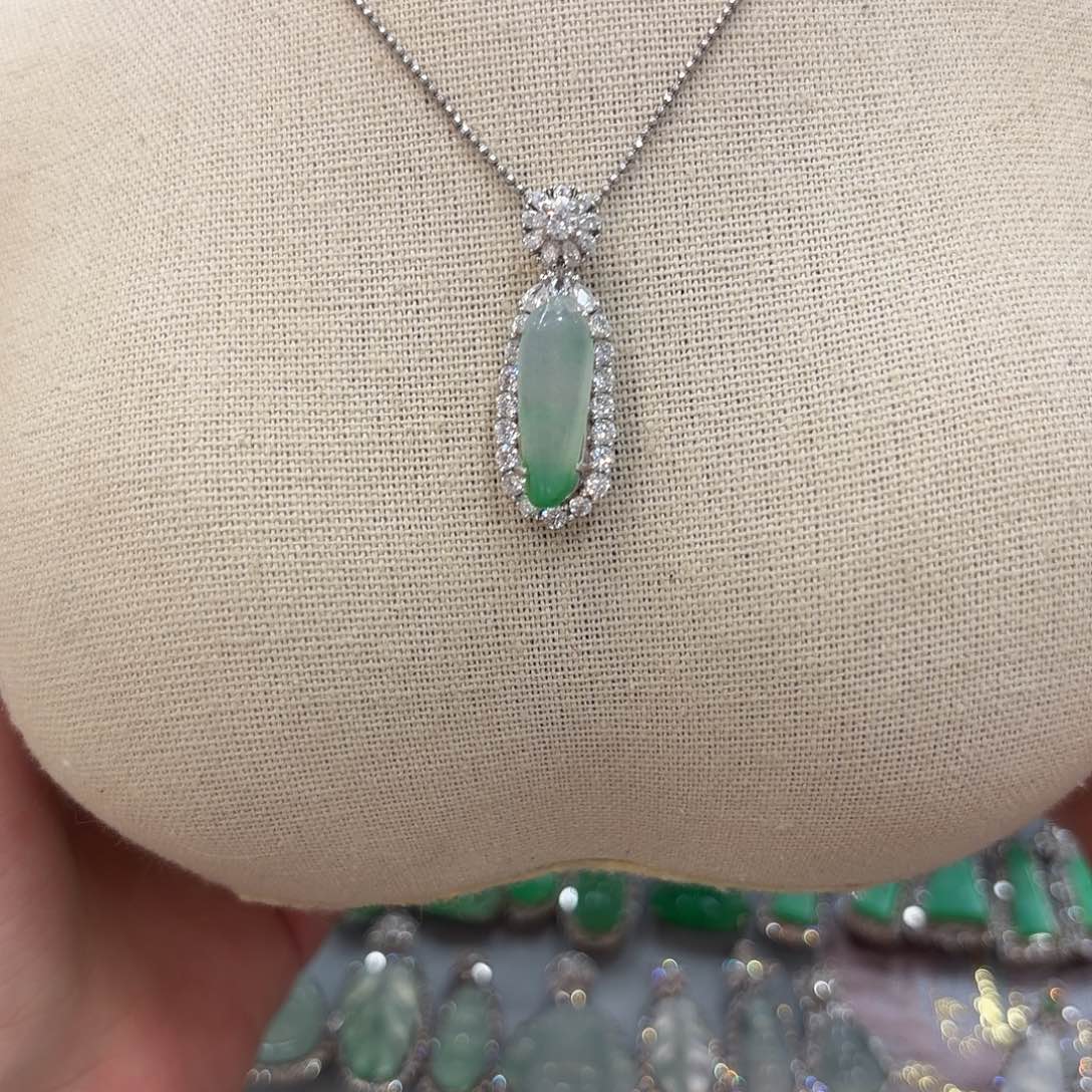 翡翠银S925镶嵌吊坠(不含链)