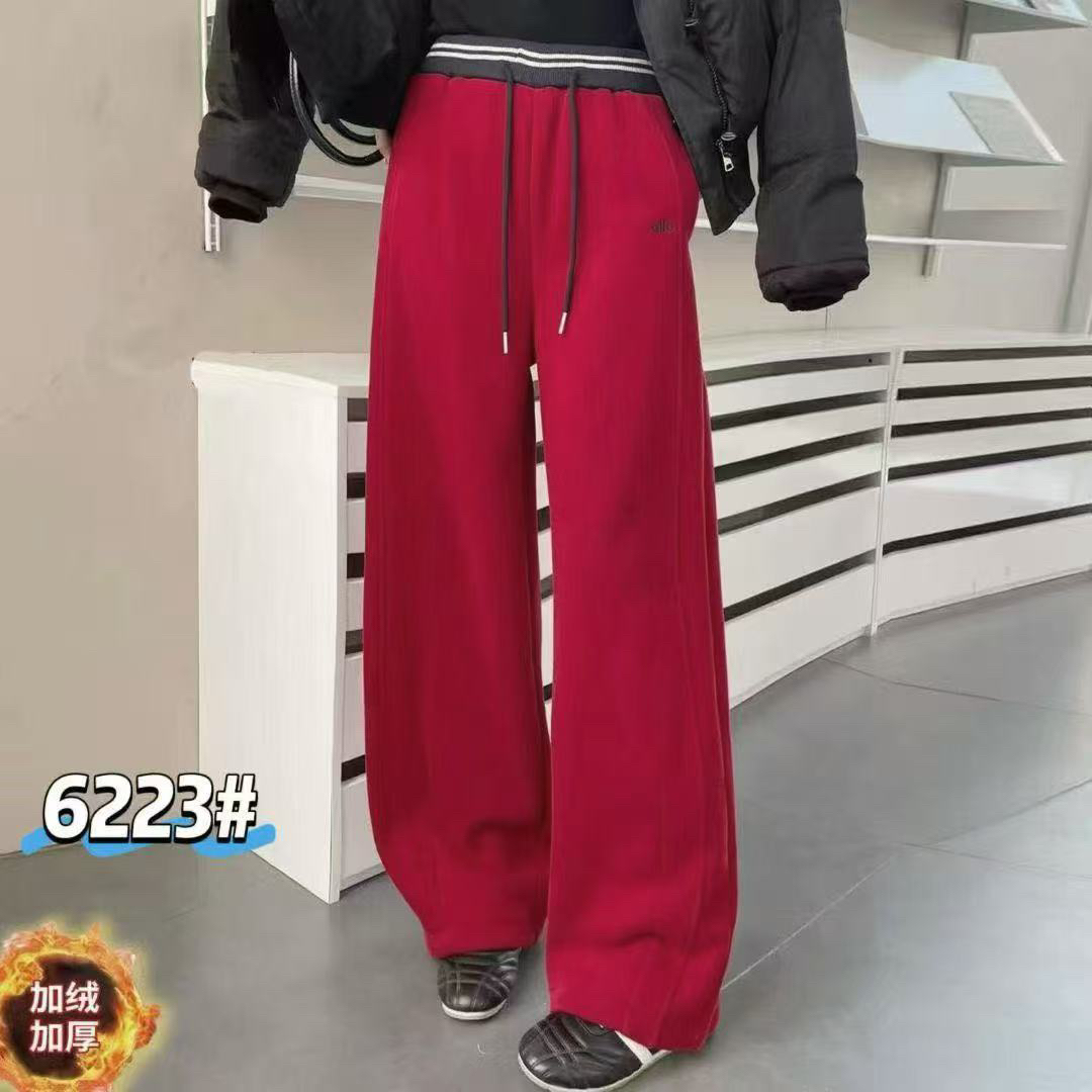 冬季加绒加厚高腰宽松显瘦休闲百搭阔腿女裤