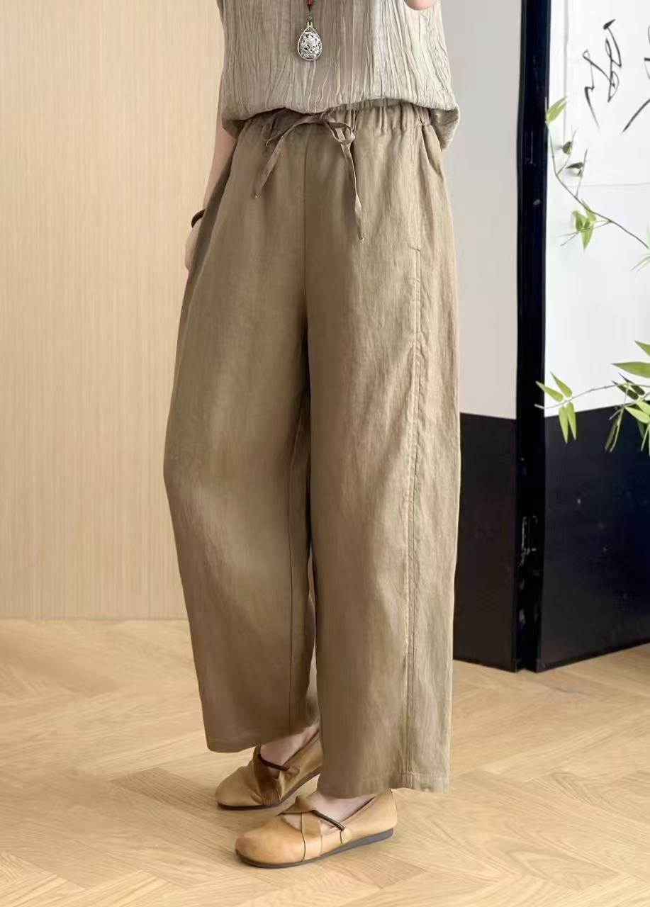 大码100%亚麻夏季九分阔腿休闲香蕉裤2025宽松显瘦棉麻镰刀裤女
