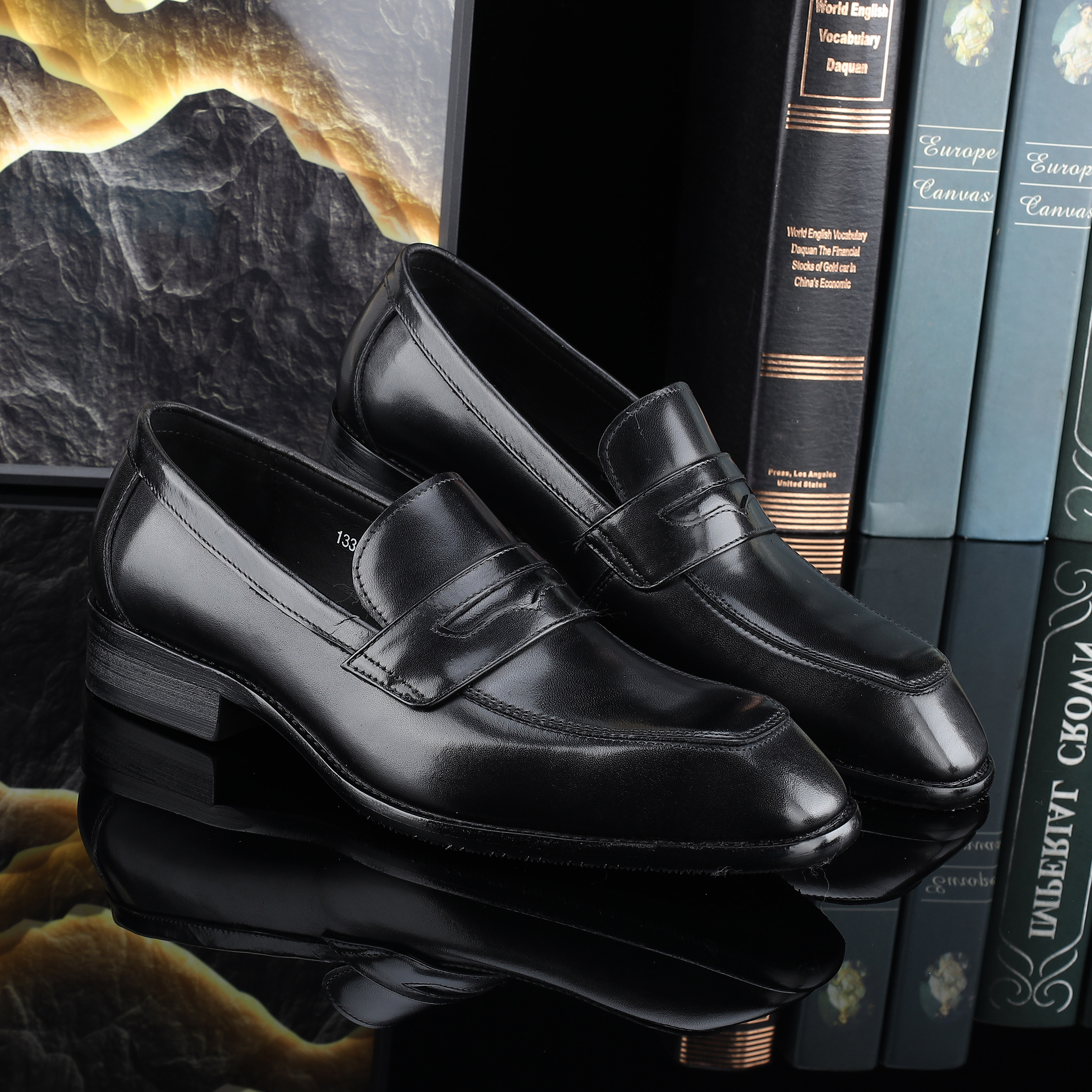 英伦乐福鞋男士真皮商务休闲手工皮鞋方头一脚蹬懒人鞋潮