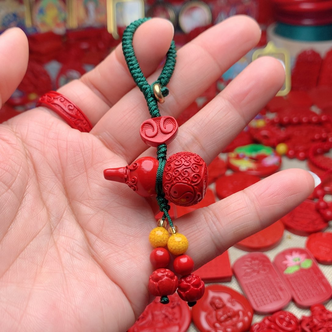 天然辰砂工艺品朱砂钥匙扣