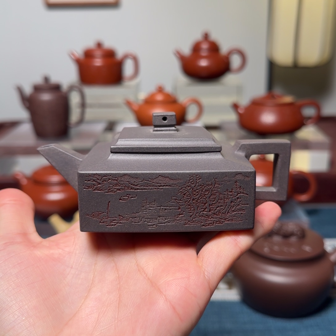茶壶紫砂全手工天青泥方山壶 特惠价