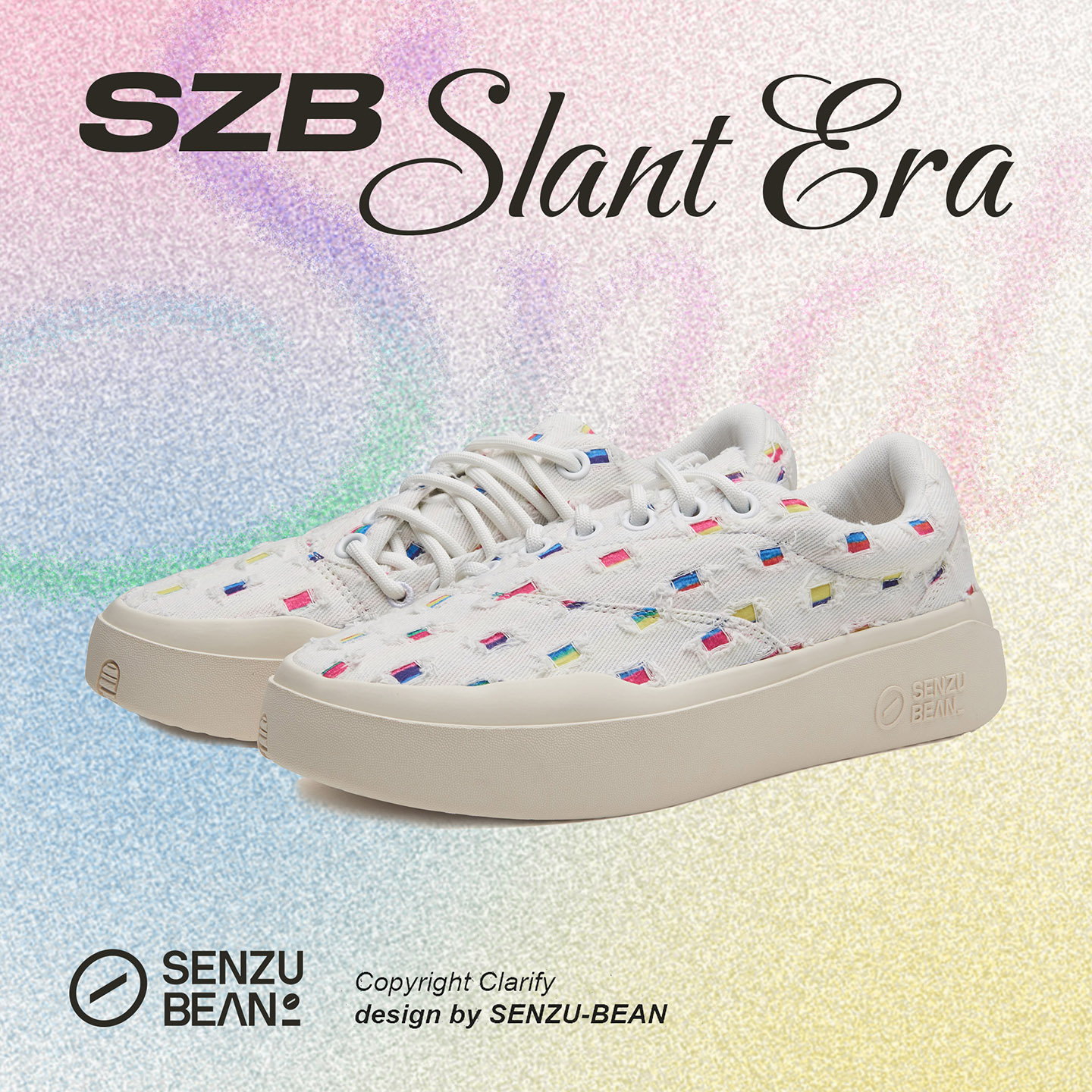 SENZU BEAN Slant era彩虹格仙豆男鞋SZB休闲鞋织物防滑低帮鞋子