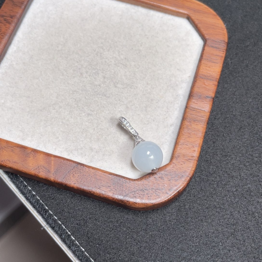 翡翠吊坠(不含链)银S925镶嵌5348