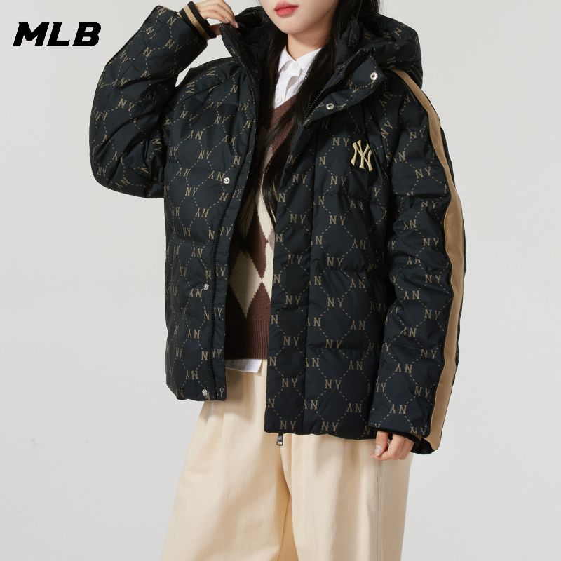 MLB羽绒服男装女装保暖情侣休闲服连帽印花羽绒外套3ADJM0546