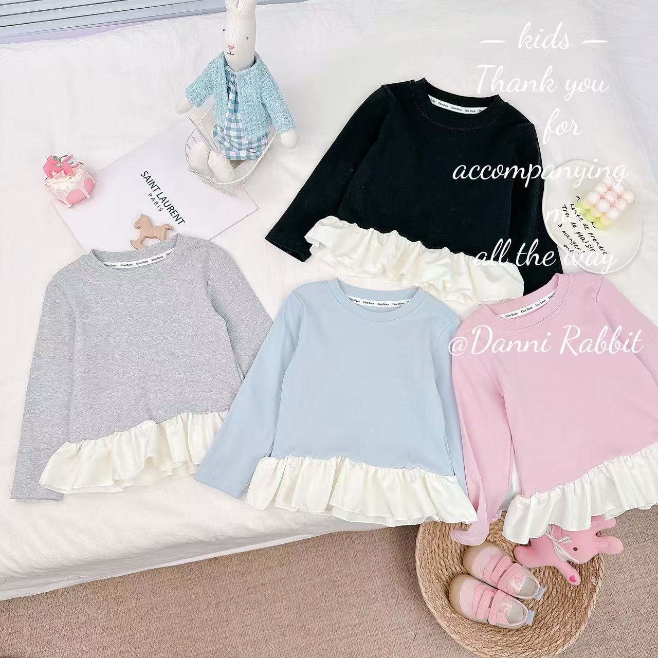 【Dannirabbit】*纯色花边+柔软百搭*女童打底衫 D-A268