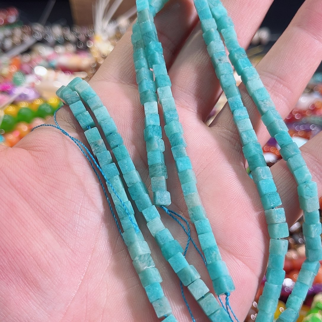 玛瑙/玉髓未镶嵌珠宝半成品天河石方糖一条4mm