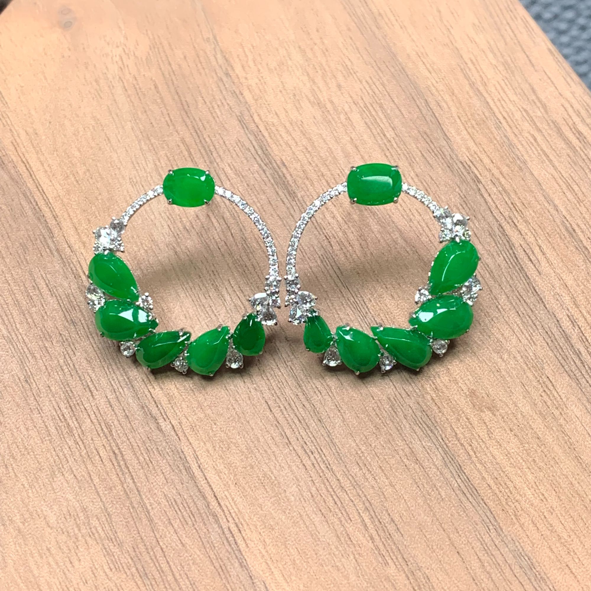 【3.14】18k镶嵌翡翠耳饰-601