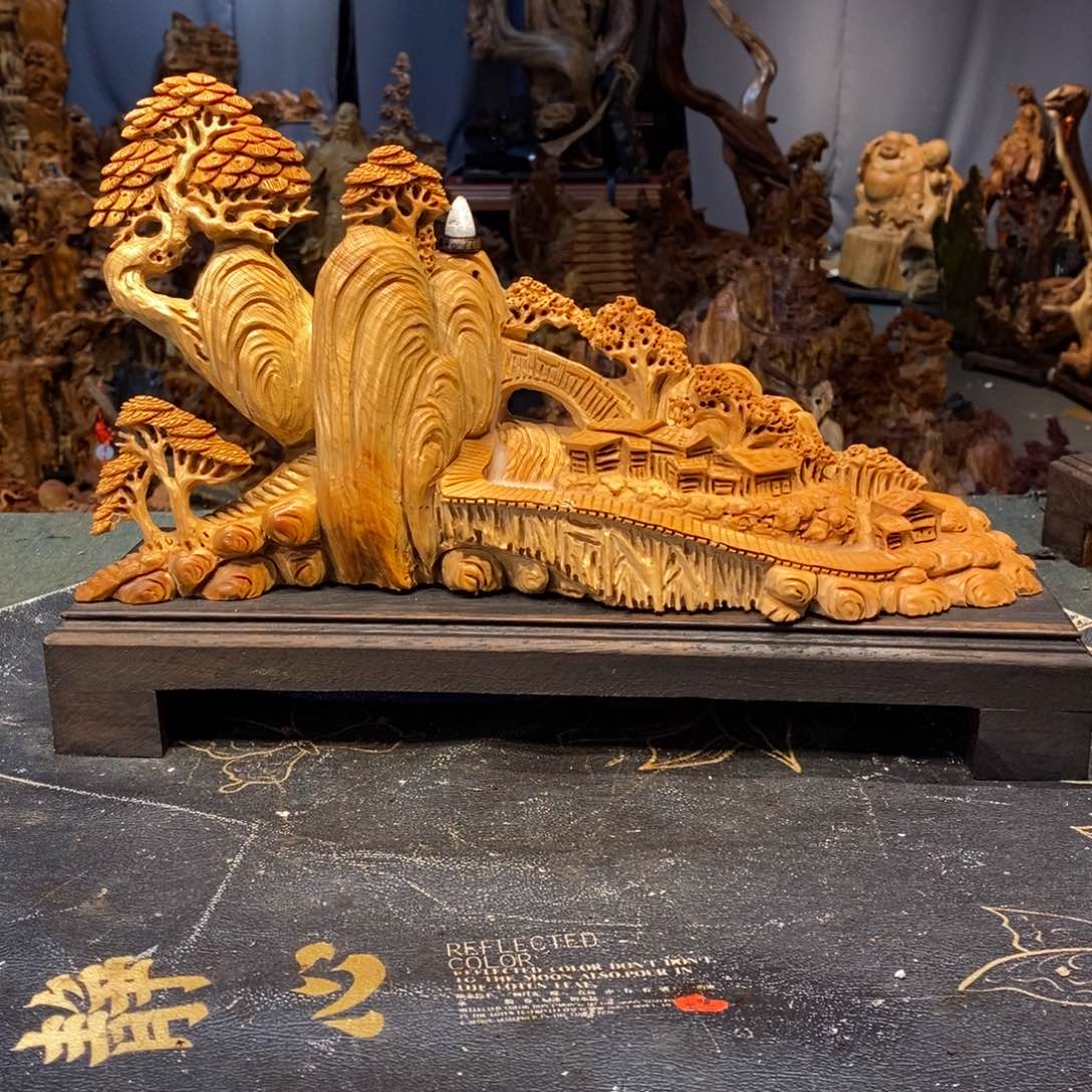 柏木（崖柏）崖柏精工意境山水