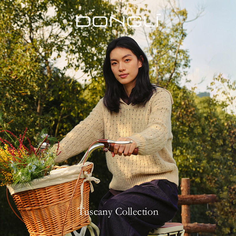 东黎 混纺 托斯卡纳-暖树 流光风女士针织海军蓝纯色长袖打底5027