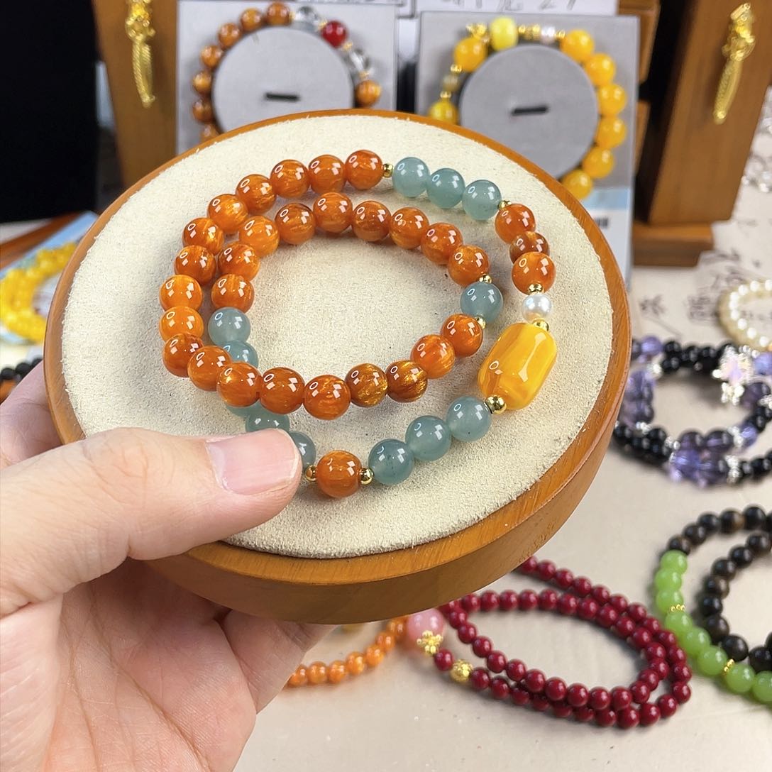 翡翠手饰银S925镀金镶嵌