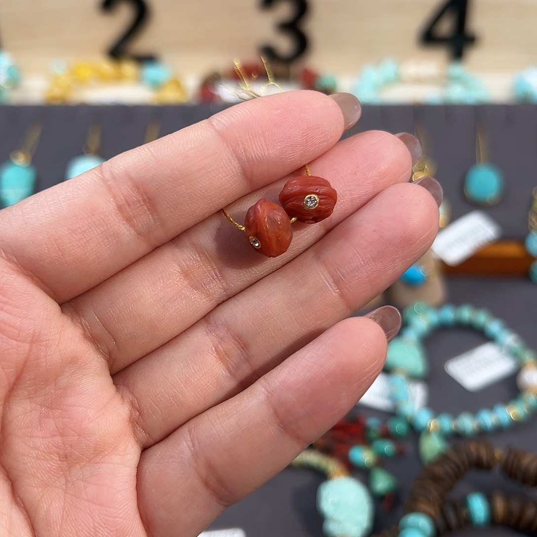 南红玛瑙未镶嵌把件南红百香籽配饰10mm