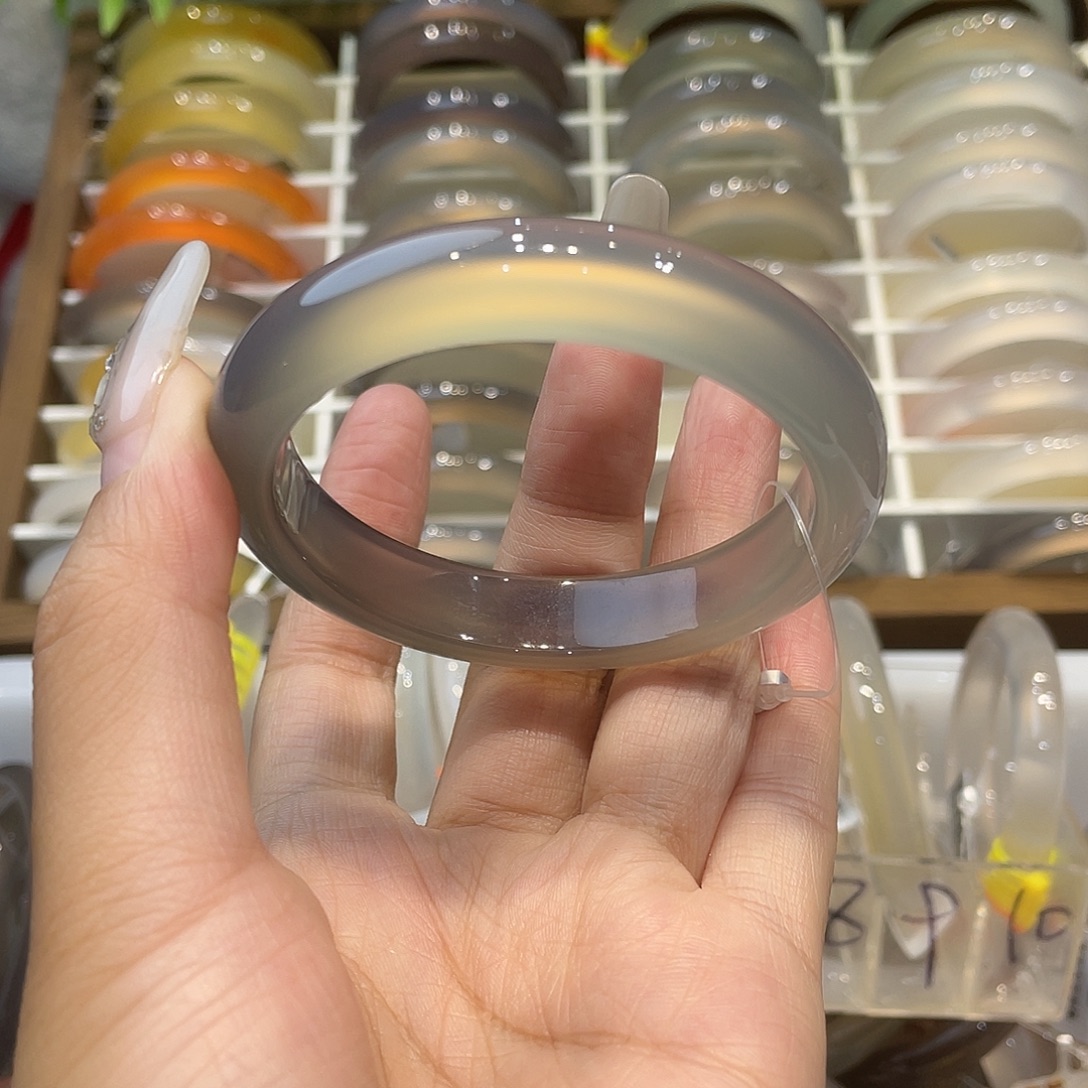 玛瑙/玉髓手镯未镶嵌55高冰灰金