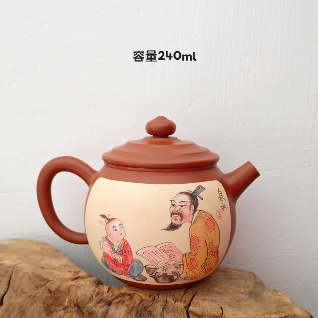 云南建水紫陶刻填泥绘复烧茶壶功夫茶具纯手工制作正宗天然泥料.