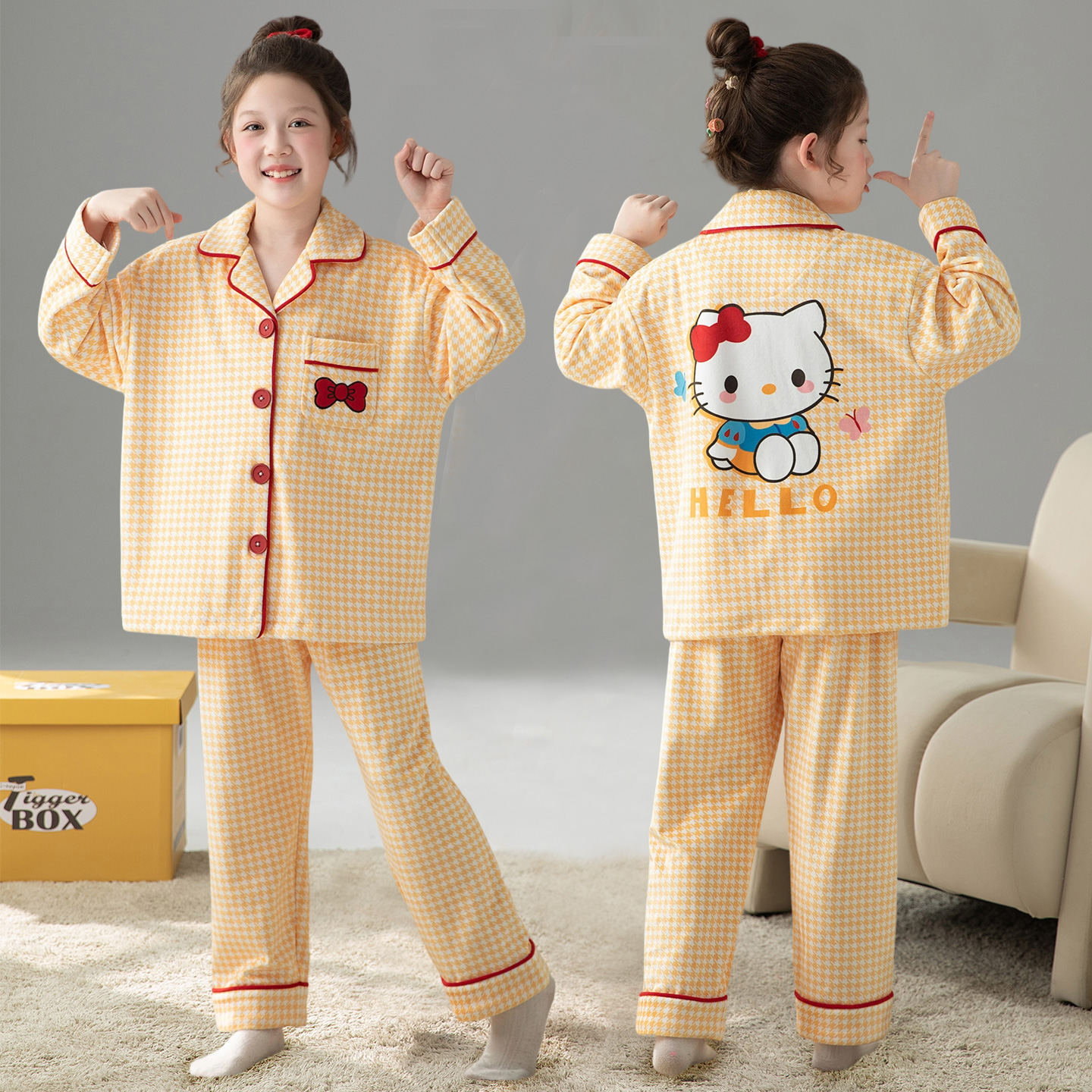 【海岛绒】秋冬女童睡衣冬季加厚中大童海岛绒儿童家居服珊瑚绒套装