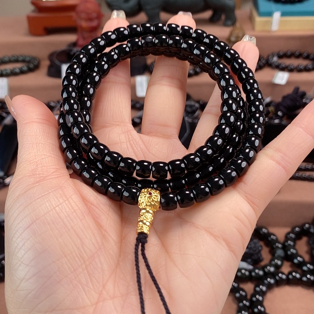 和田玉未镶嵌手链7又黑又细