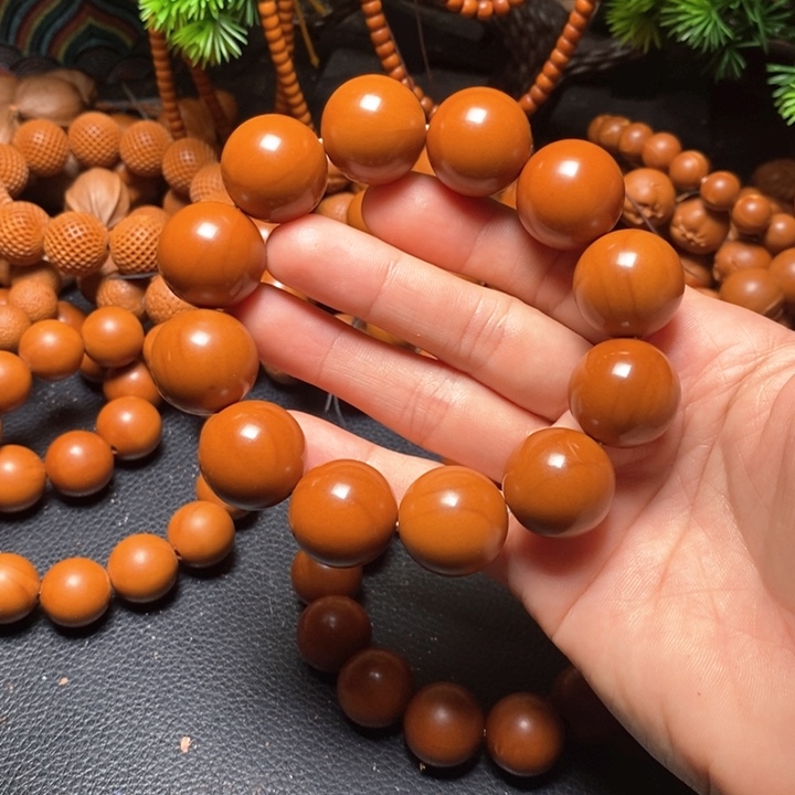橄榄核手串一***鸭2.0红料光珠