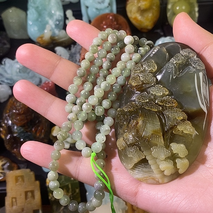 秋***风蛇纹石玉合金颈饰