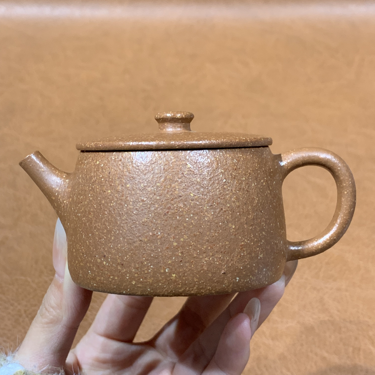 原矿手磨8目金降坡汉瓦壶120毫升半手工宜兴茶具套装紫砂壶