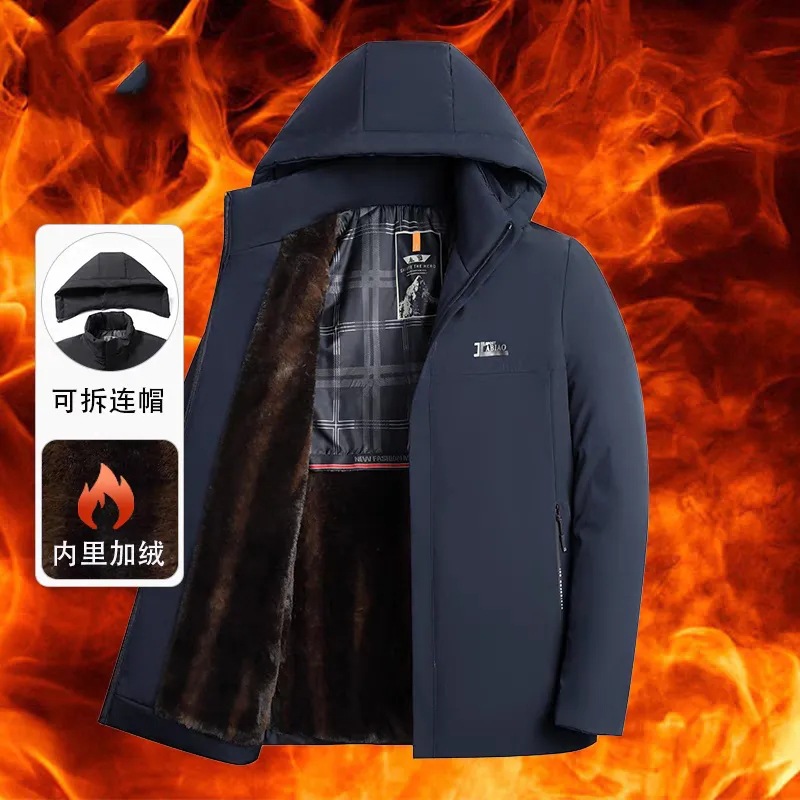 （BB54）中老年棉衣男派克服修身休闲可拆卸反季保暖加绒加厚清仓