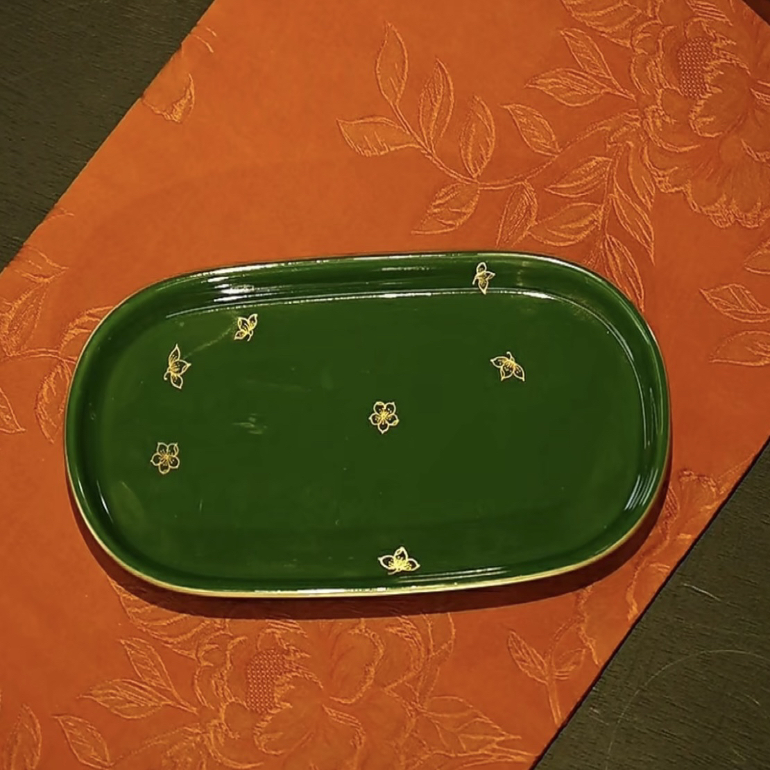 华隐堂-石绿异形壶承-尺寸19cm*10cm