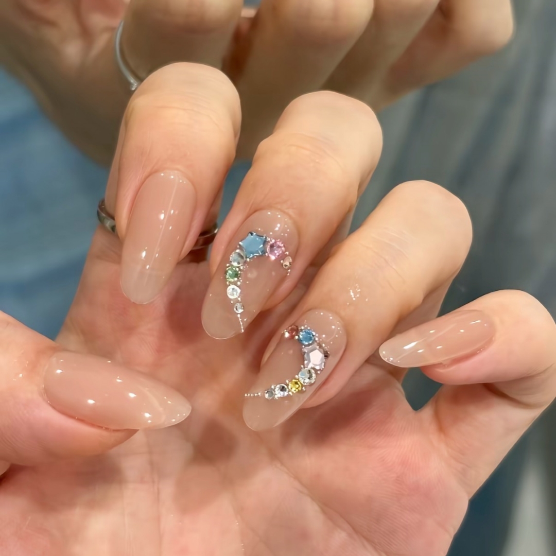 心心相印 纯欲裸色穿戴甲手工高级感轻奢美甲贴片渐变美甲