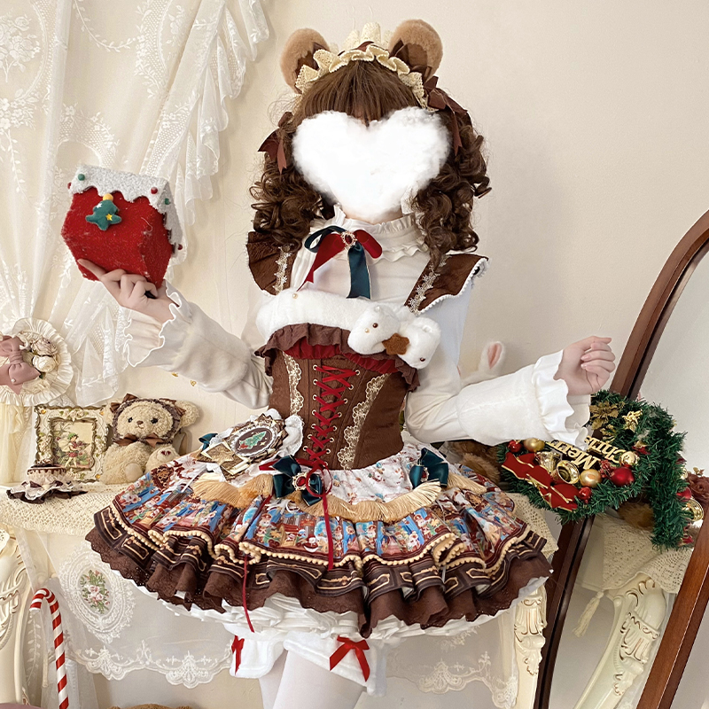 糖果屋圣诞魔法少女芭蕾风可爱狗短JSK樱洛芙Lolita原创