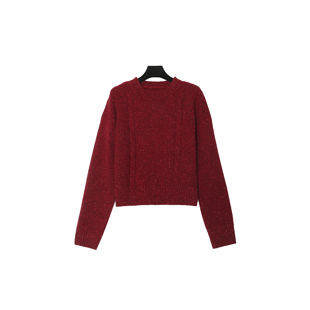 *69圆领套装小香风针织长袖上衣冬季毛针织衫宽松型33176