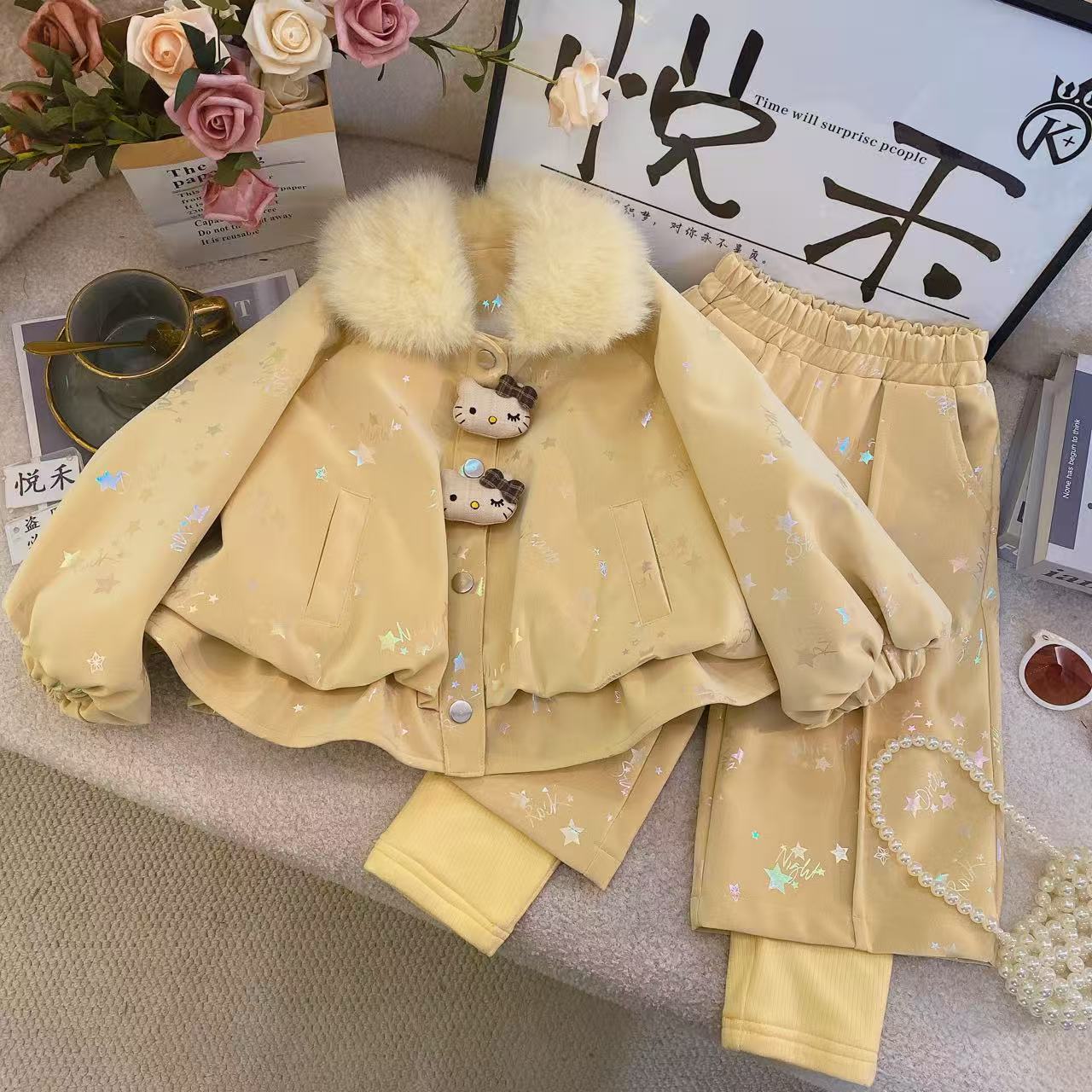 Y2【悦禾】女童新款可爱风秋冬韩版百搭洋气加厚童装衣套装60171