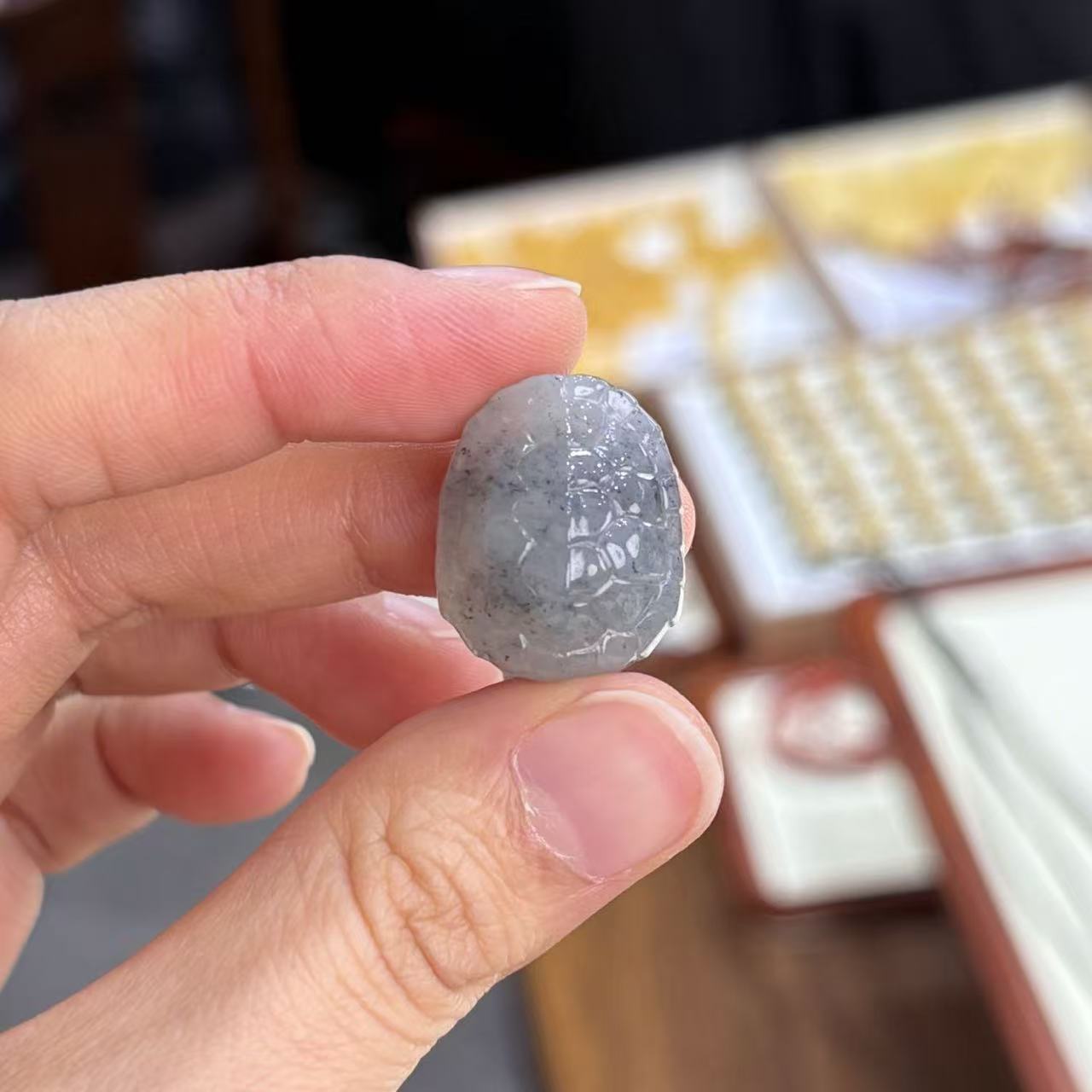 【铭舍 】天然和田玉青花富甲配件配饰21*17*12mm左右珠宝M-12.2