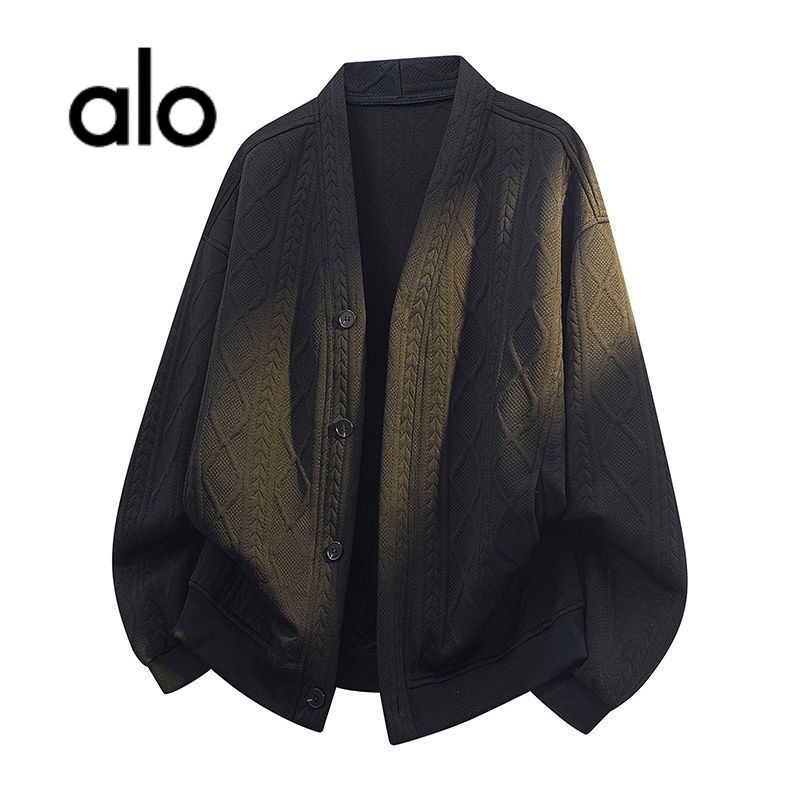 AIO大码男士提花开衫运动男士双面春秋毛衣大码针织宽松时尚百搭