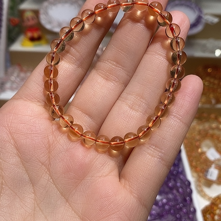 水晶未镶嵌手链天然黄水晶手链