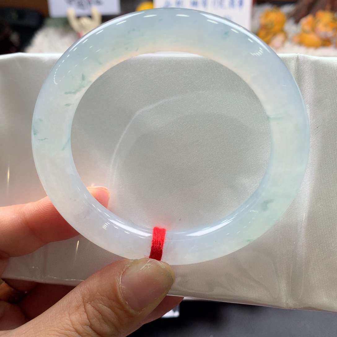 翡翠未镶嵌手镯55圆条强推，127号